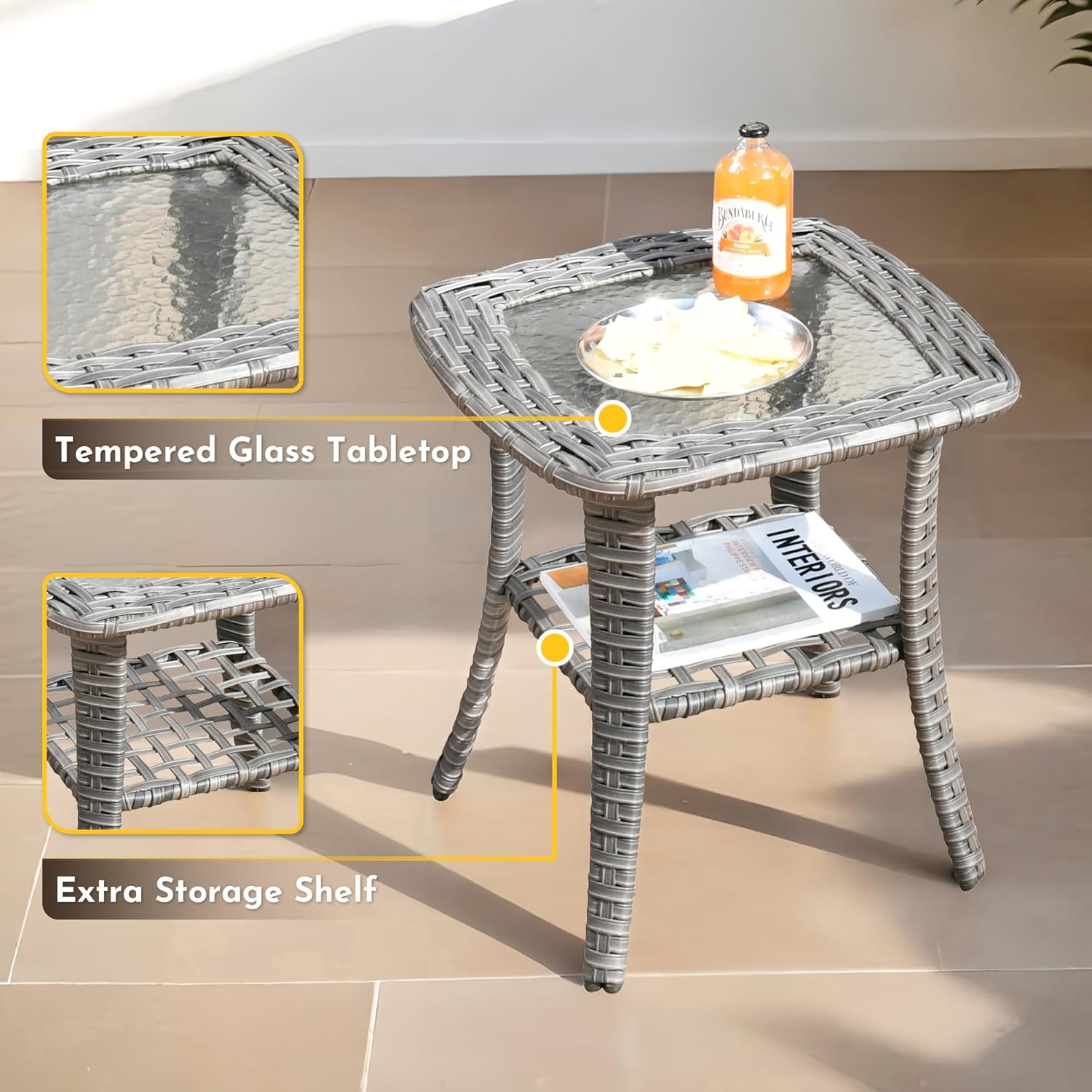 10 Piece Wicker Sectional Patio Furniture with Fire Pit, Outdoor L Shaped Couch with 42'' Firepit Coffee Table Swivel Rocker Chair Conversation Sets for Balcony Backyard Garden, Dark Gray