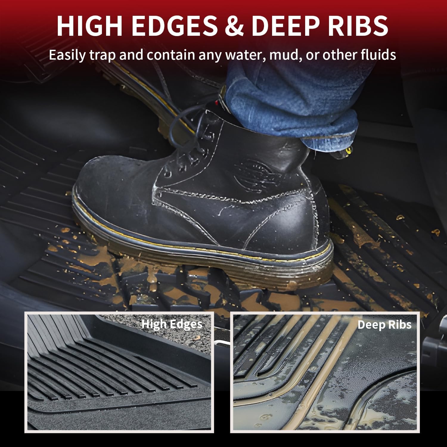 LASFIT 6PC Premium Extra Thick Floor Mats for Tesla Model Y 2025 2024 2023-2020 5 Seater | Custom Fit TPE All Weather | Model Y Accessories 1st & 2nd Row & Cargo Trunk Mats Full Set, Black