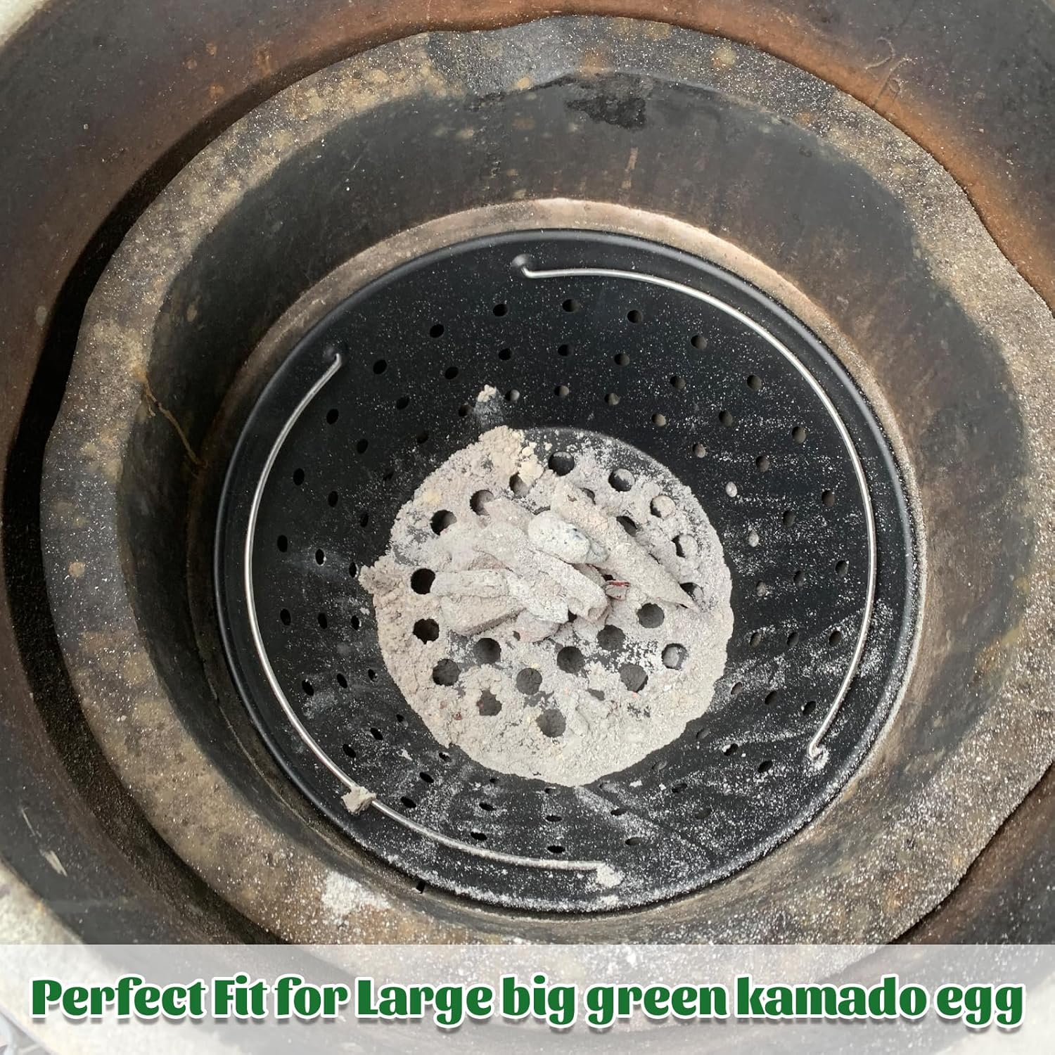 KAMaster Carbon Steel Charcoal Basket Fire Bowl Compatible with Large Big Green Egg,Ash Basket Kamado Grill Accessories Fire Box Bowls Ash Basket,Kamado Grill Joe Classic and Other Similar Grills
