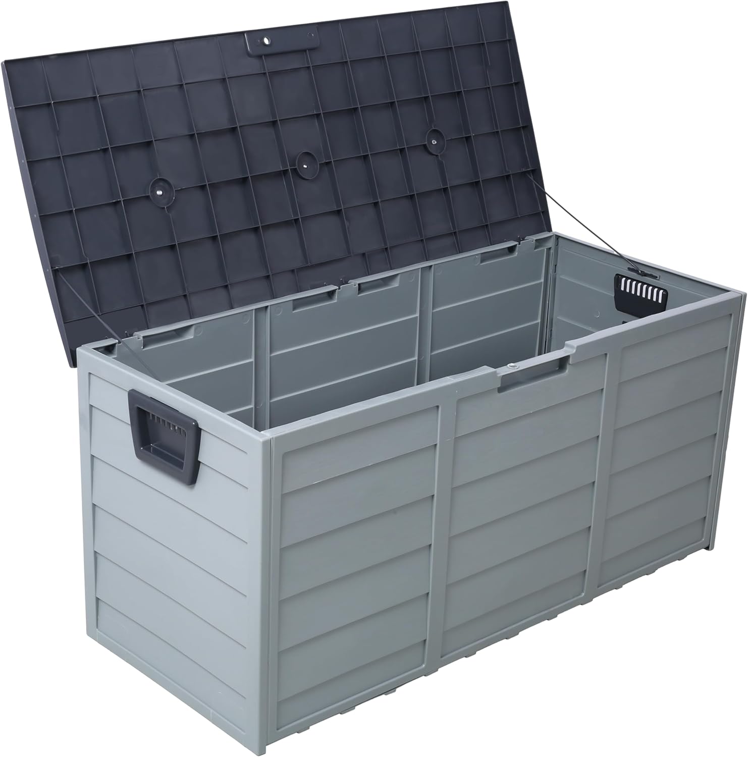 75 Gallon All Weather UV Pool Deck Box Storage Shed - Outdoor Patio Storage with Wheels for Cushions, Garden Tools, and Pool Toys