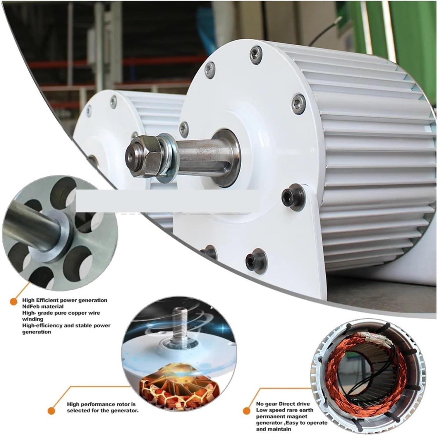 Low Speed Wind Turbine Generator Kit, Three-Phase Permanent Magnet Generator 8KW 10KW 48V 96V for Wind Power and Water Conservancy Low Starting Speed for Home(with Base,96V_6000W)