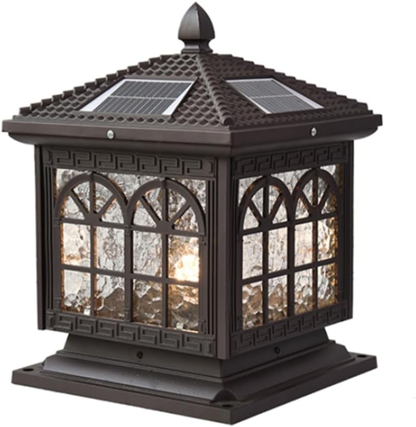 Solar Post Cap Light Contemporary Solar Column Lights LED Fence Deck Post Cap Light Die-cast Aluminum Glass Solar Pillar Light Solar Lamp Post for Entrance Patio Garden Decoration