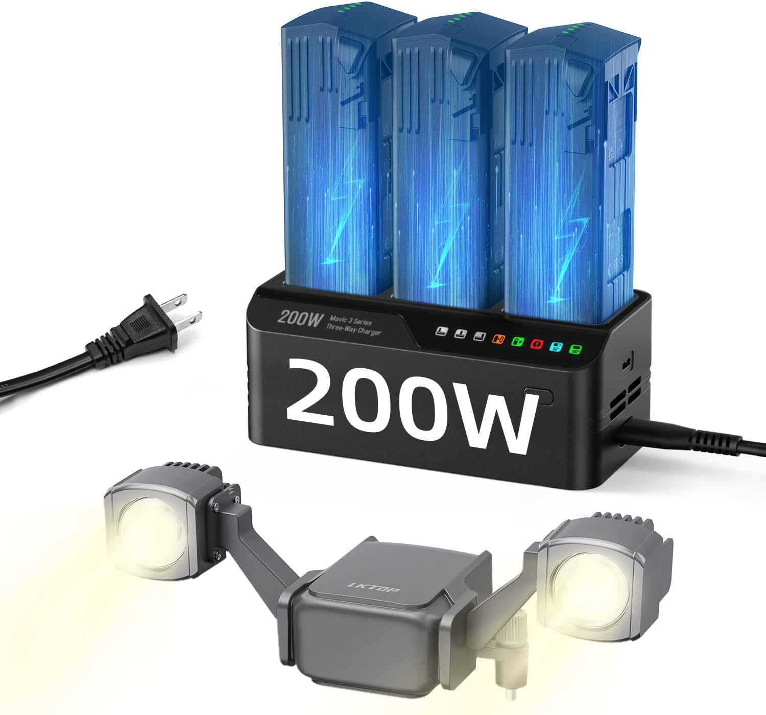 LKTOP Mavic 3 Enterprise Series Accessories Kit for DJI Mavic 3E/Mavic 3T Spotlight Drone Strobe Light, 200W Battery Charging Hub Parallel Fast Charger, Compatible with DJI Mavic 3 Enterprise/Thermal