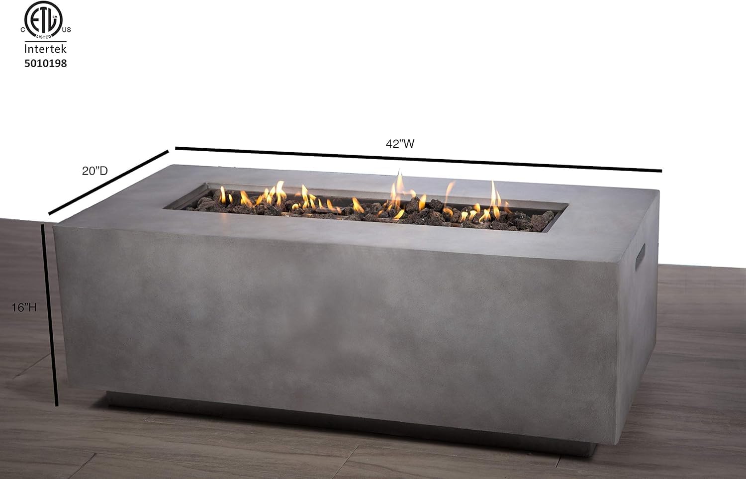 GOWE Concrete Propane/Natural Gas Fire Pit Table