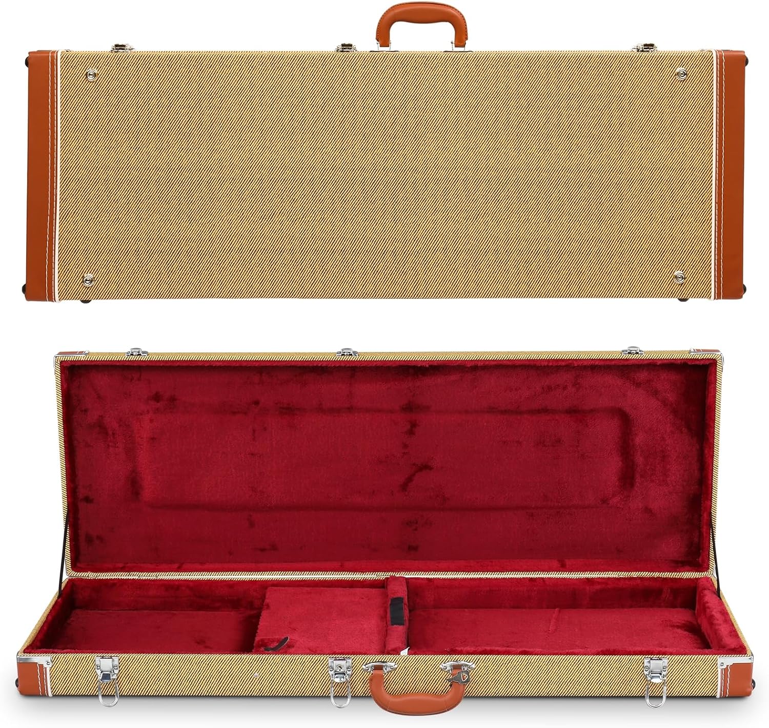 Ktaxon Electric Guitar Hard Case, Rectangle Wooden Standard 39-Inch Electric Guitars Hard-Shell Protective Carrying Case for KST/KTL/170 Model with Lock Latch Padding (Yellow)