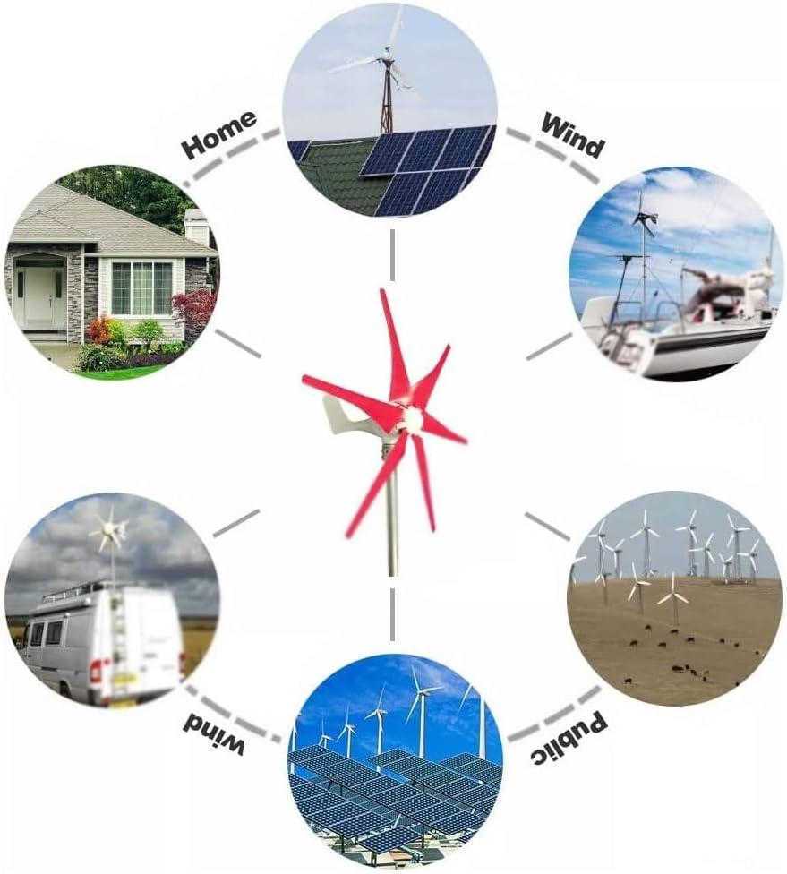Wind Turbine Generator, 6 Blades Wind Generator with Controller, 12V 24V 48V Windmill Generator Suit for Hybrid Solar Wind System