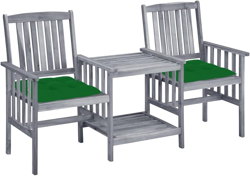 Patio Set Patio Chairs with Tea Table and Cushions Solid Acacia Wood