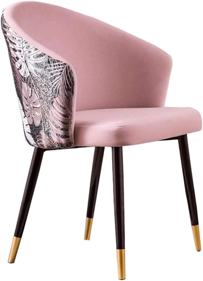 Modern Kitchen Dining Room Chairs Velvet Dining Chairs with Armrests and Backrest with Metal Chair Legs for Office Lounge Dining Kitchen Bedrom (Color : Pink)