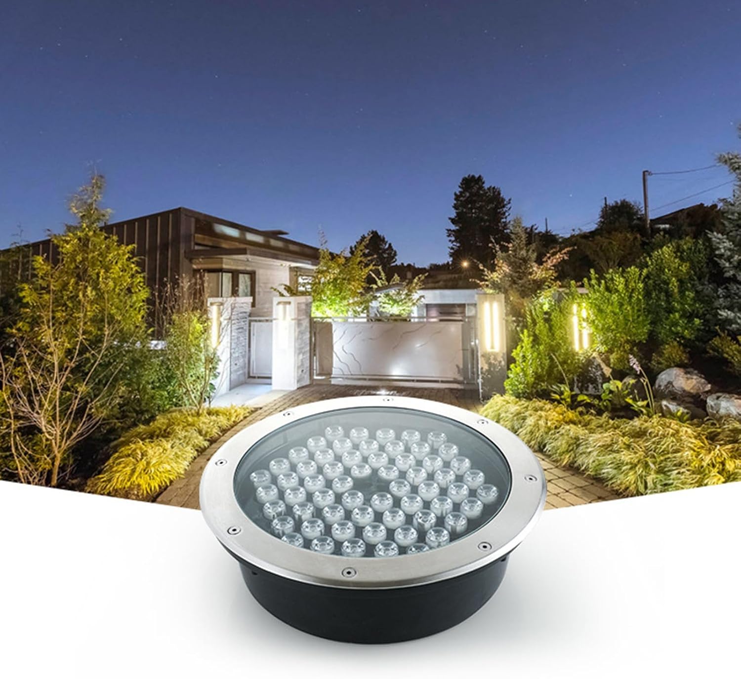 Garden LED Buried Light AC12/24V Low Voltage Decking Lights IP66 Waterproof Outdoor Embedded Underground Light for Patio Fence Pathway Deck Round Landscape Light