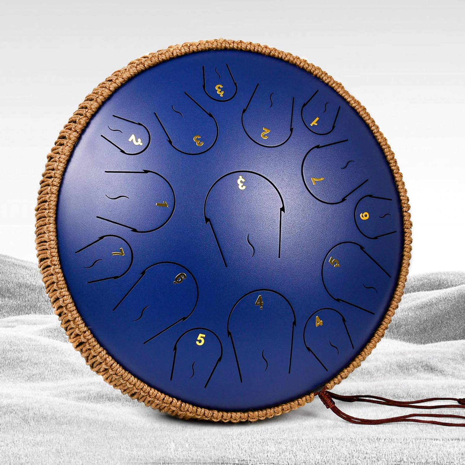 Steel Tongue Drum - 14 Inch 15 Note Tongue Drum - Hand Pan Drum with Music Book, Handpan Musical Instrument Mallets and Carry Bag, C Major, Deep Blue