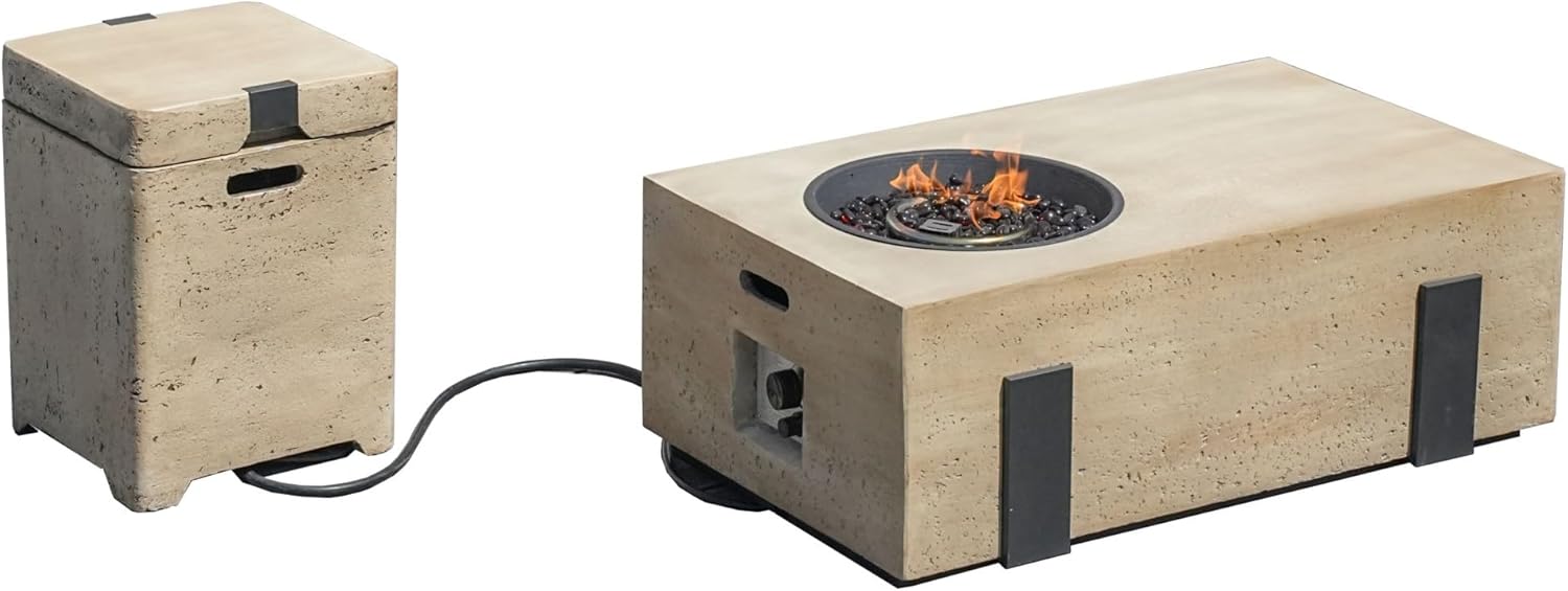 Direct Wicker Brown Metal Outdoor Fire Pit Table with Ice Bucket