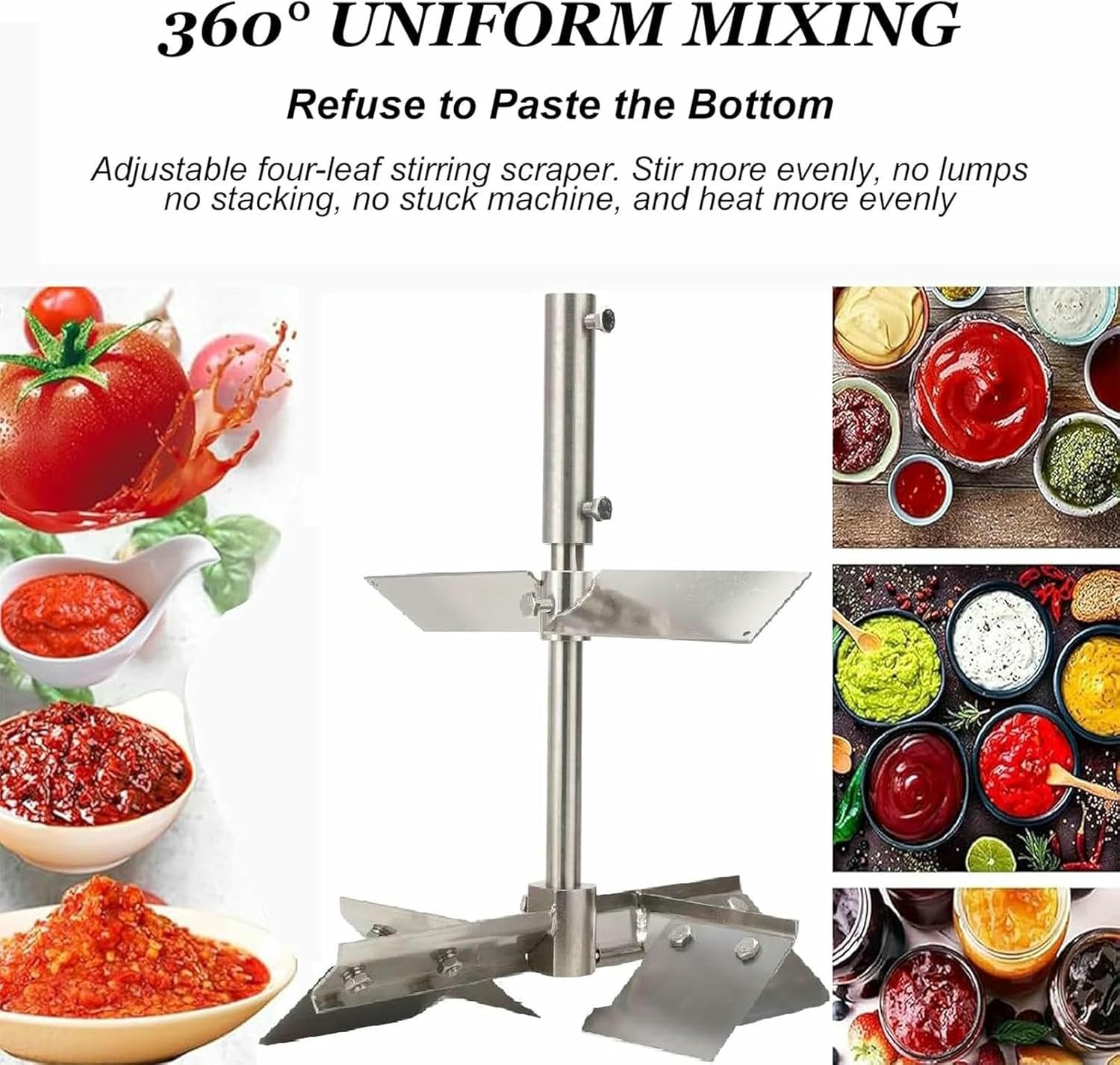 Commercial Food Stirrer Pot, Stainless Steel Automatic Mixer Machine for Making Jam/Sauce/Filling