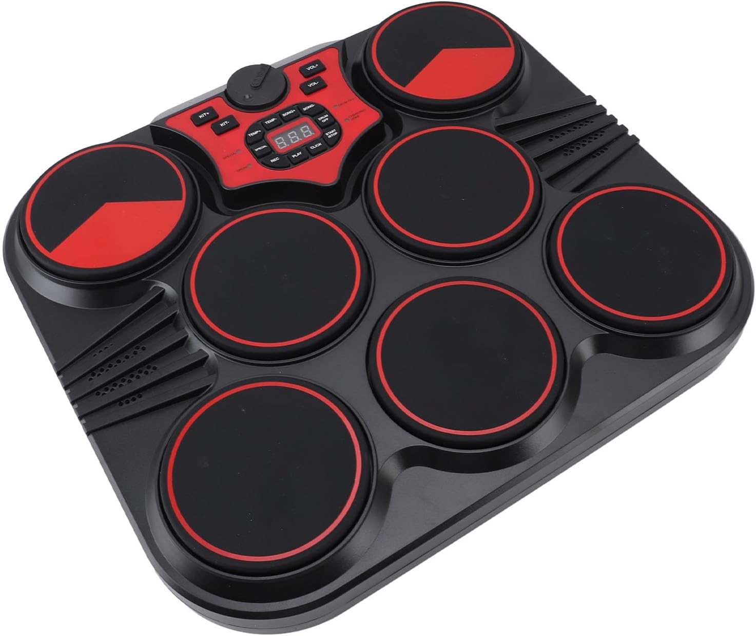 Focket Electronic Drum Set, 7 Pads Digital Drum Kit with Multiple Rhythms Sounds, USB Rechargeable Table Machine for Portable Practice with Pedal Sound Cable