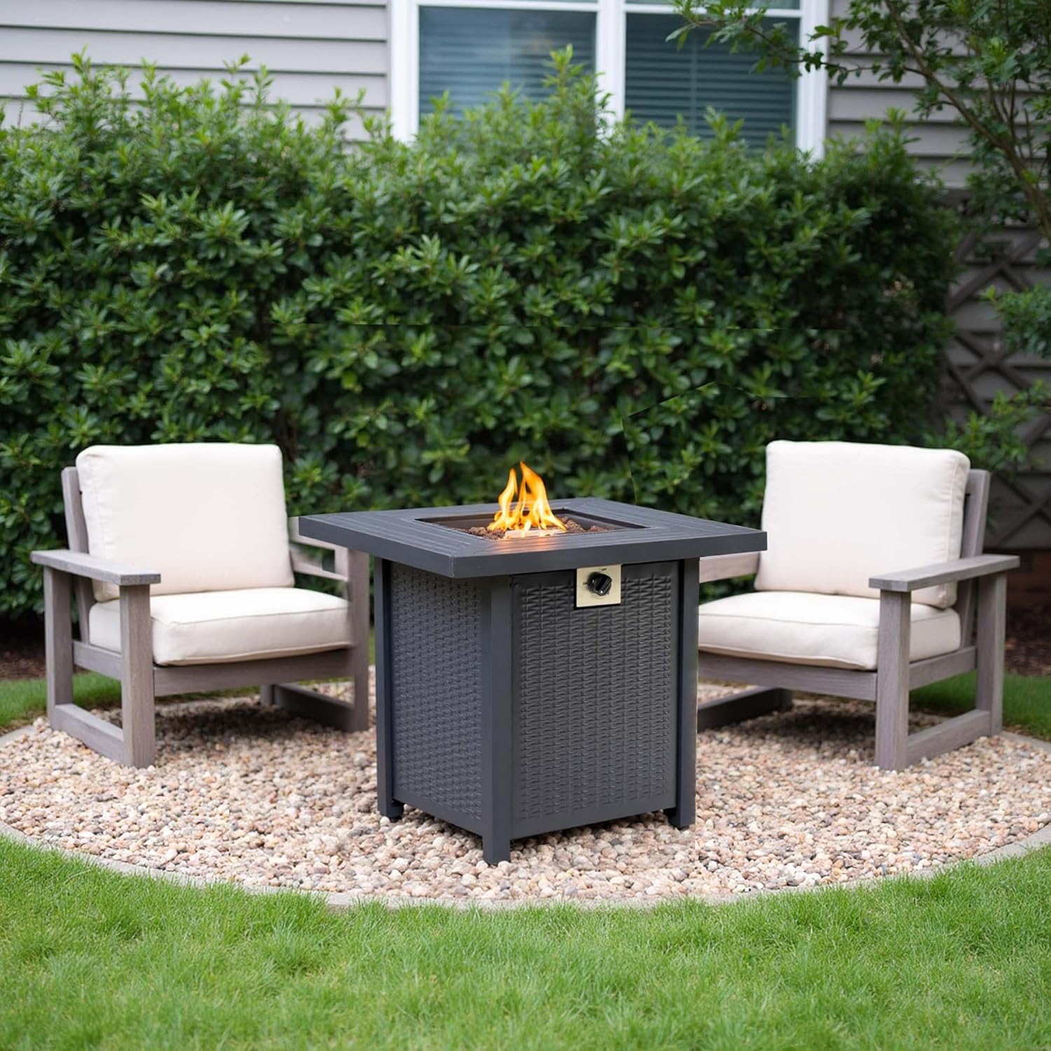 28'' Propane Fire Pit Table, 50,000 BTU Patio Fire Pit Table, 3-in-1 Multi-Use Iron Square Propane Firepit, Fit Patio Backyard Deck Outdoor Gatherings