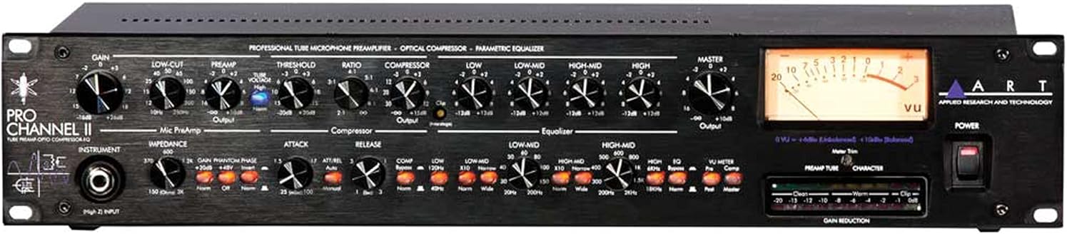 ART Pro Channel II Microphone Preamp/Compressor/EQ Professional Tube Based Selectable VU Metering