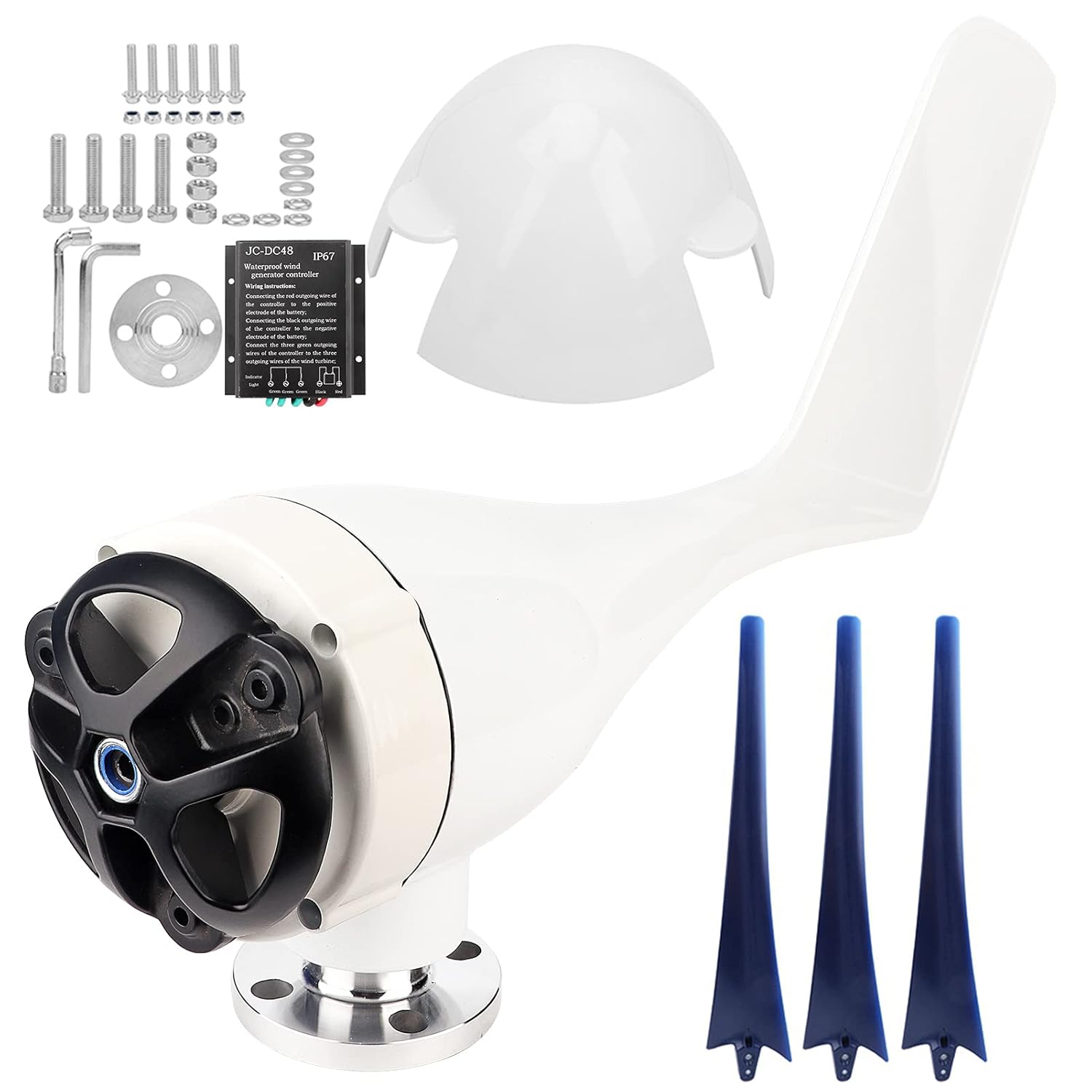 800W Wind Generator, 800W Small Wind Turbine, 3 Blade Wind Turbine, Marine Home Charging, Wind Sculptures & Spinners (48V)