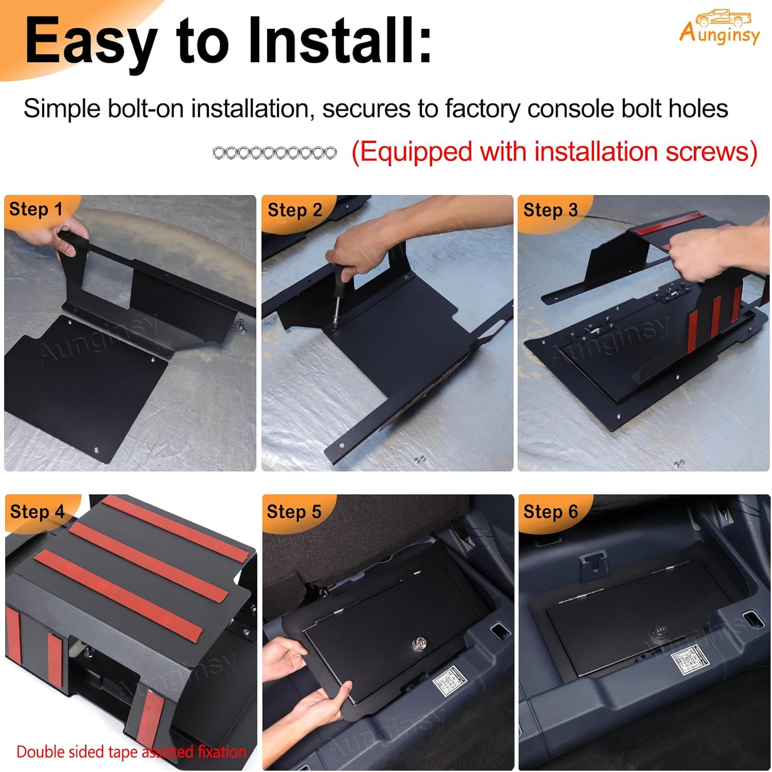 Aunginsy Under Seat Storage Lock Box Gun Safe Compatible with Ford Maverick 2022-2025 Second-Row Underseat Security Organizer Vault Tray Lock Safe Box with 3 Digit Combo Password Insert Accessories