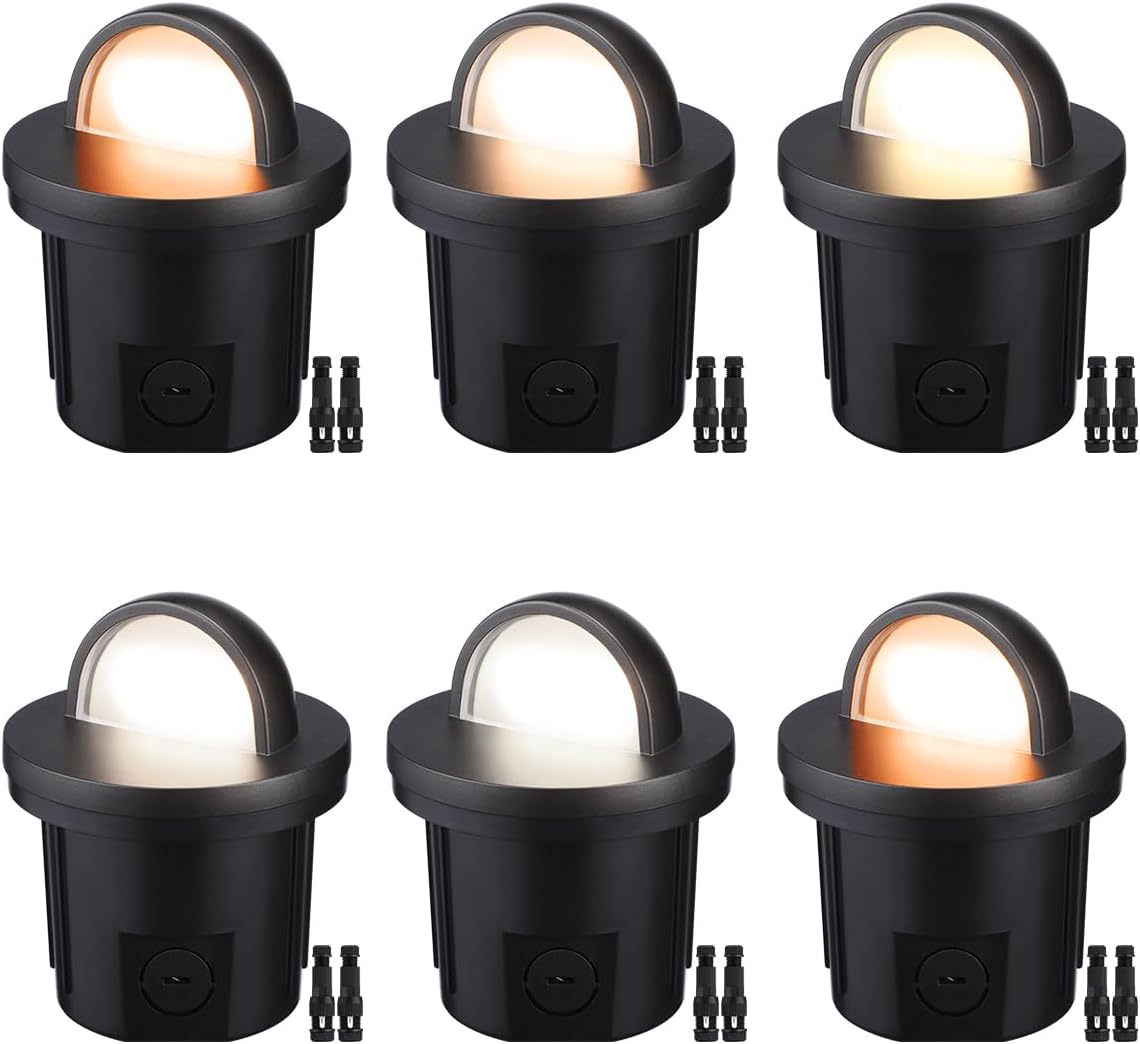 LEONLITE 5W 5CCT Low Voltage In-ground Well Lights, LED Landscape In Ground Lights, 1800K/2700K/3000K/4000K/5000K Adjustable, 12-24V AC/DC, CRI90, ETL Listed, IP67 Waterproof, Aluminum, Pack of 6