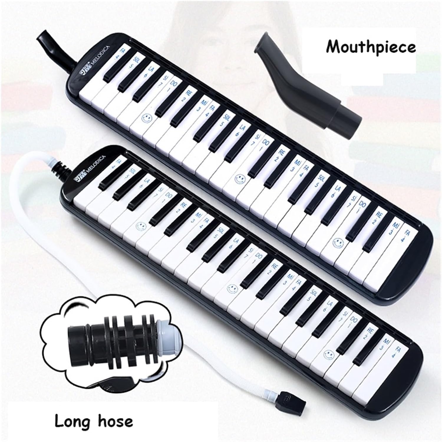 Melodica 32/37 Keys Mouth Organ Music Pipe Professional Musical Instrument Climber Melodic Piano Keyboard Jew'S Harp Bag(Red)