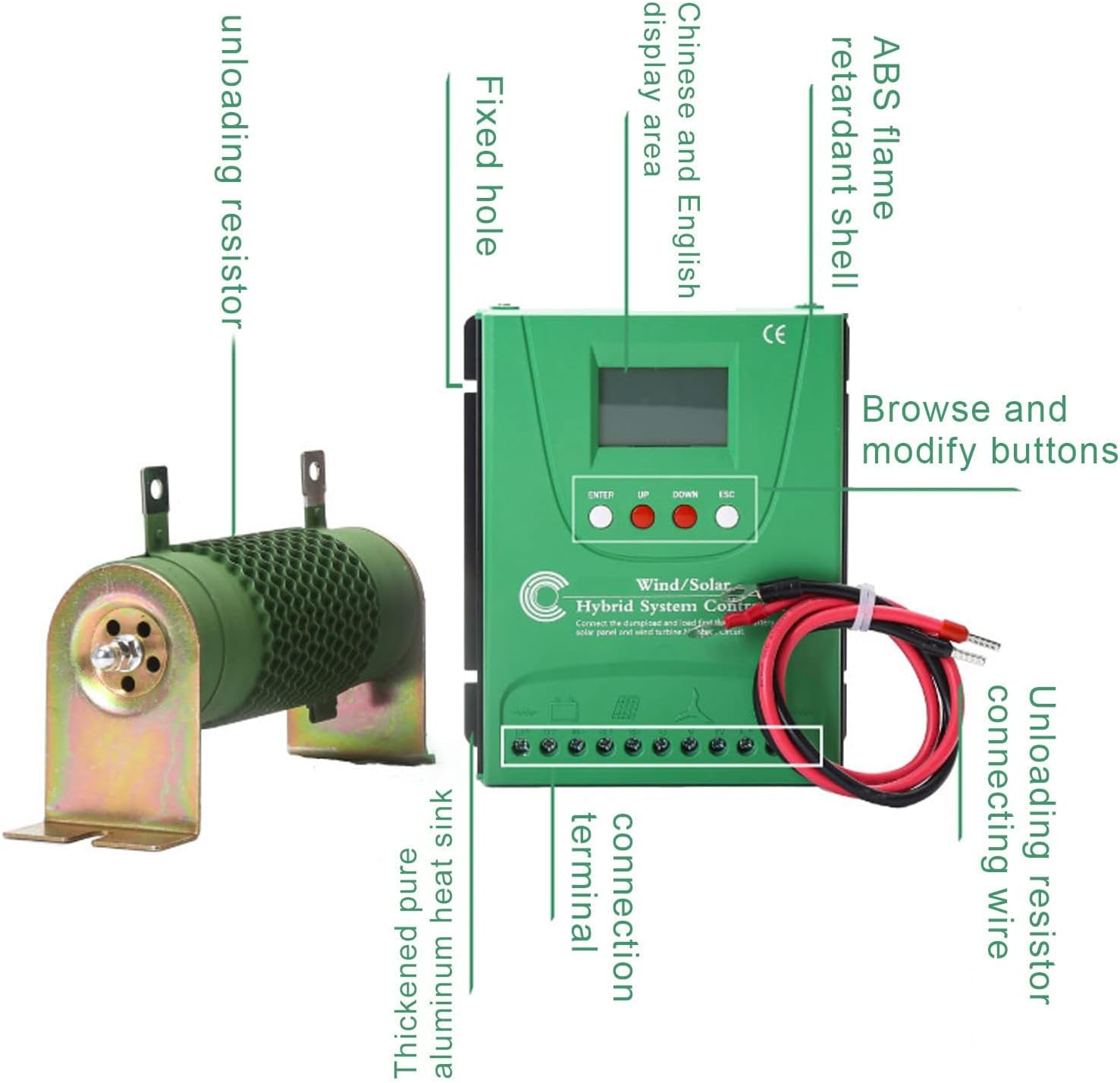 24V 48V Wind Solar Controller, MPPT Boost LCD Solar Energy Controller LCD Large Screen Digital Display(GPI48280)