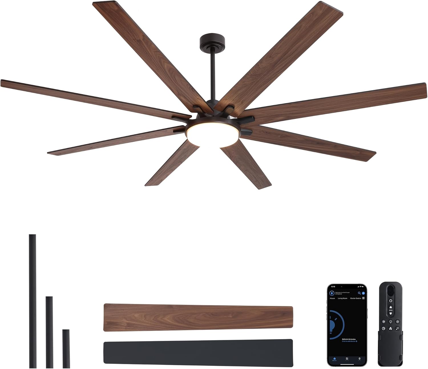 84 Inch Large Ceiling Fans with Lights and Remote Control for Living Room, Modern Ceiling Fan with Quiet Reversible DC Motor, 3CCT, Dimmable LED for Garage, Patio, Outdoor
