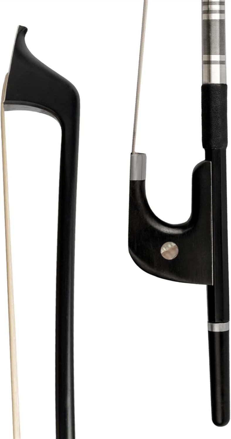 TSTS Black Carbon Double Bass Violin Bow German Style 4/4 Upgright Bass Bow Ebony Frogs Professional Violin Bow