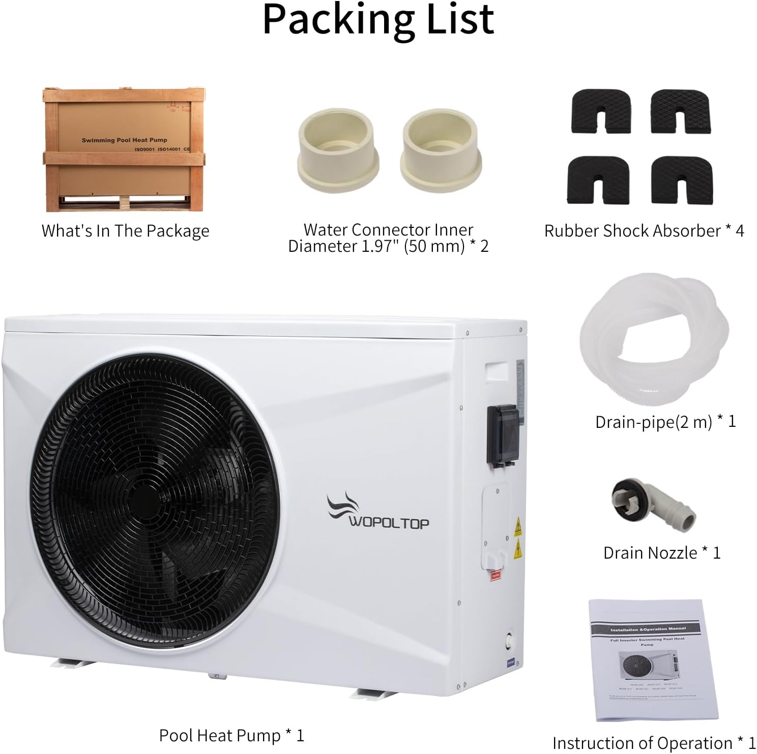 35000 BTU Full DC Inverter Pool Heat Pump for Above and In-ground Pools, Dual Function of Heating and Cooling, 10KW Pool Heater with WiFi Smart Control via APP, 220-240V, up to 7500 Gallons