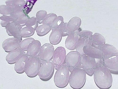 Chalcedony Gemstone. Semi Precious Gemstone Bead. Faceted Blue Lavender Pear Briolette. 12-14mm 10 pcs