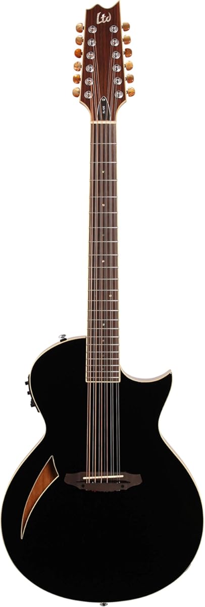 ESP LTD TL-12 Thinline 12-String Acoustic Electric Guitar, Black