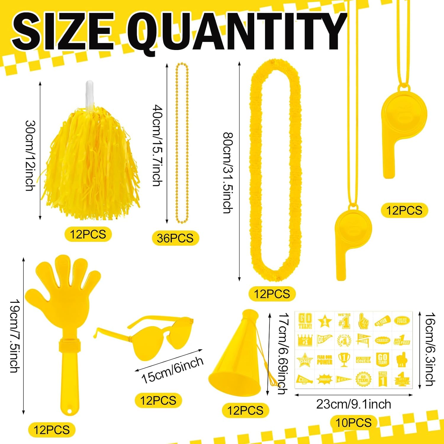 Soulchen Team Spirit Accessories Bulk Team Spirit Day Assortment Thunder Stick Hand Clapper Whistle Megaphone Cheerleading Pom Poms Glasses Necklace Sticker for Sport