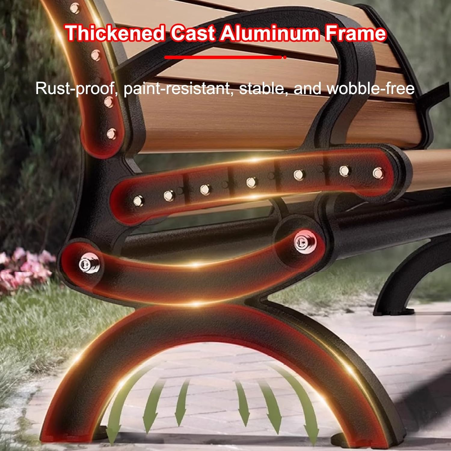 Outdoor Garden Bench, Outdoor Park Bench with Aluminum Alloy Frame, Easy Maintenance, for Garden Lawn Porch Park BackyardGarden Bench(Natural Color,180cm)