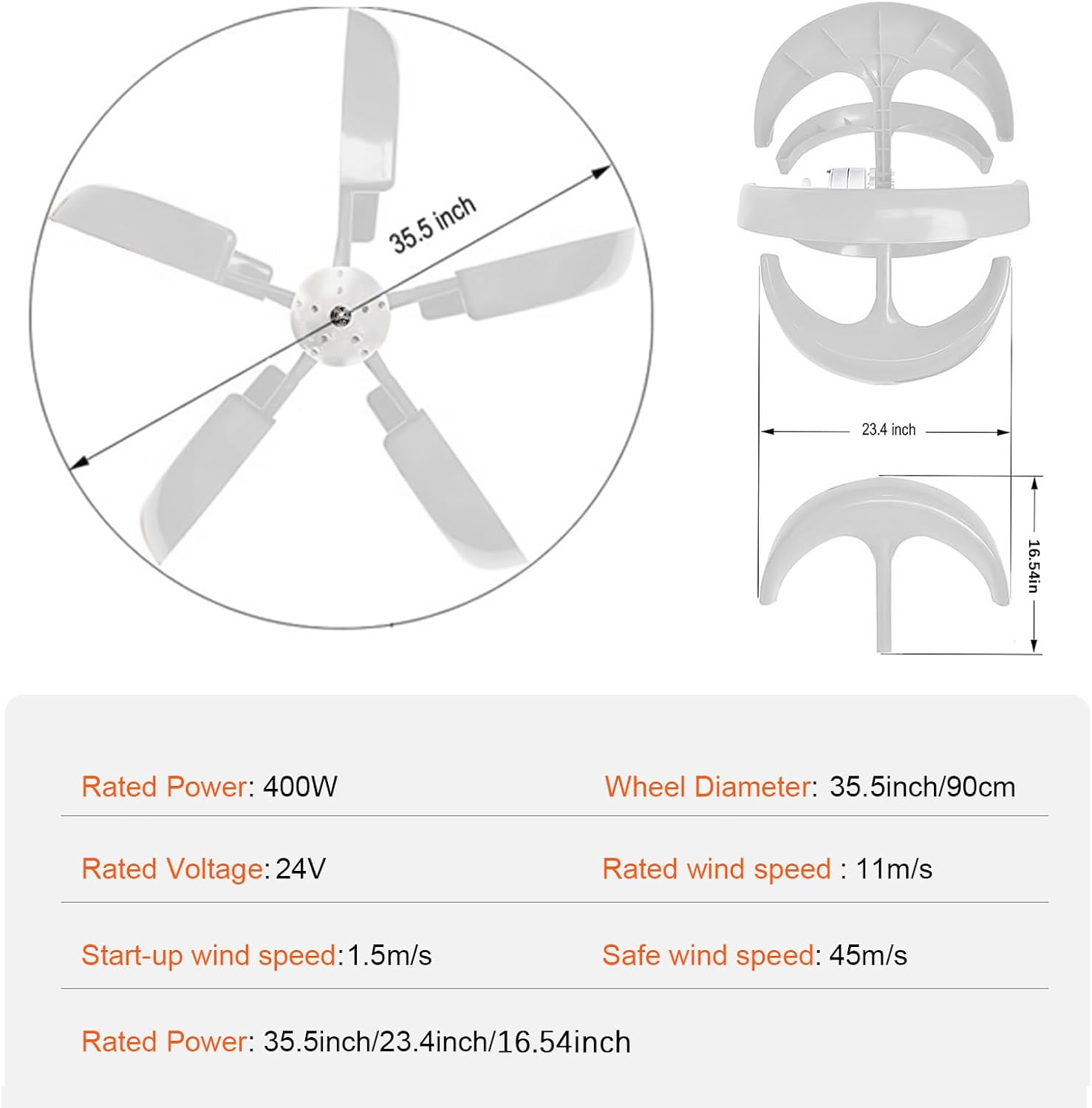 Wind Generators for Home Use | Quiet Small Wind Generator Set - Automatic Angle Adjustment Windmill Household for Home, Boat, Street Lighting