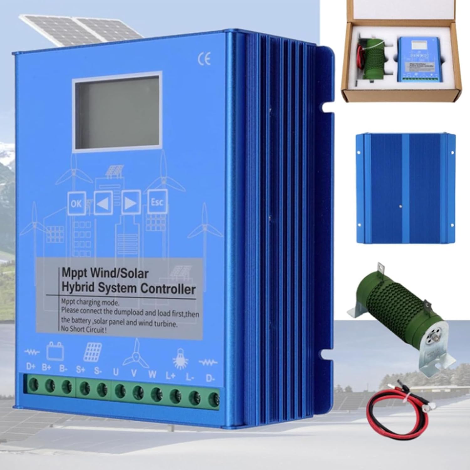 220v, 12000W Wind Solar Hybrid Charge Controller, 12V 24V 48V 220V Wind-Solar Hybrid Boost Controller for Wind Turbine Generator Charger Battery