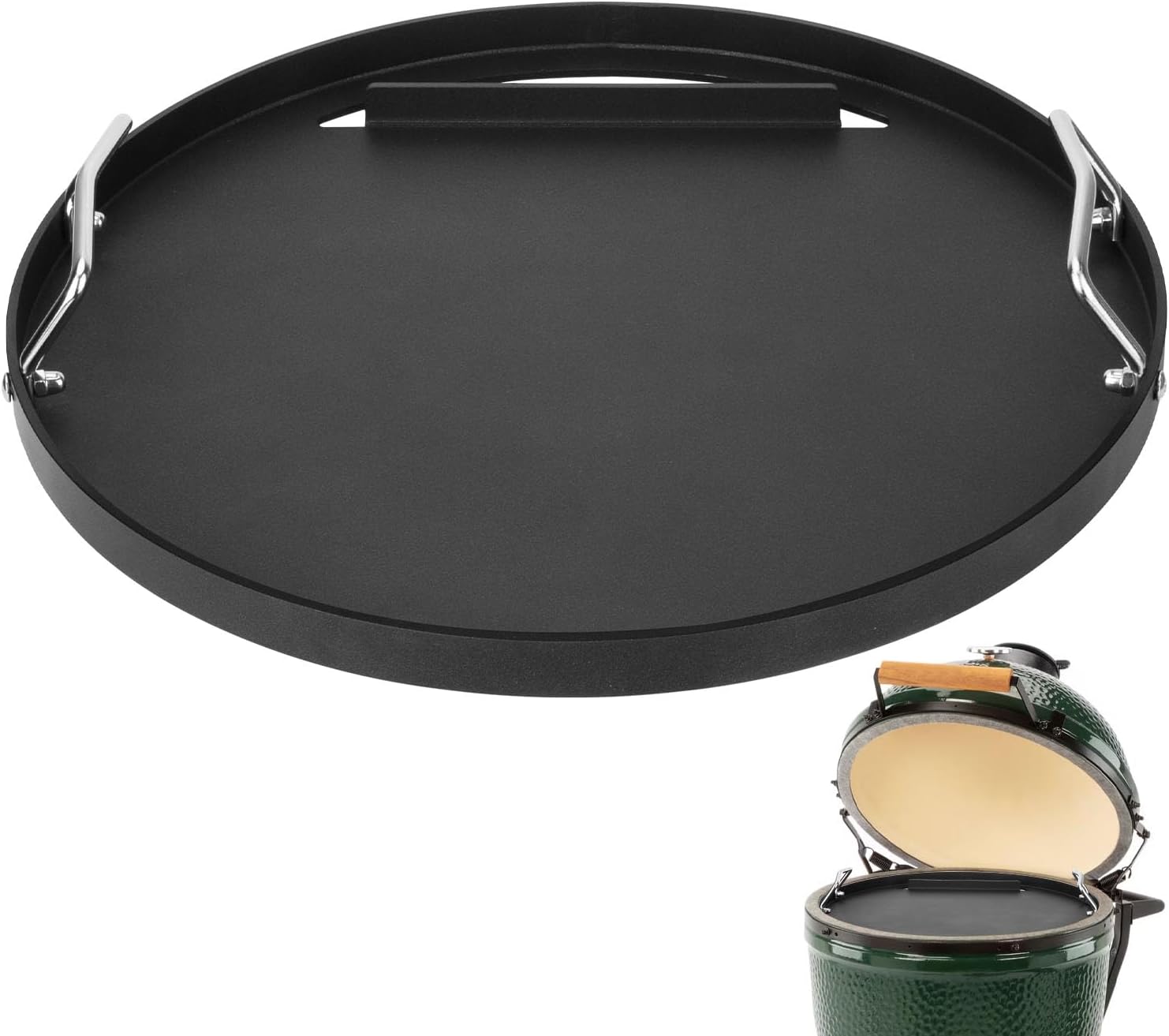 Full Size Griddle for Big Green Egg Large, Flat Top Griddle for Vision Grill VGKSS-CC2, B-11N1A1-Y2A Kamado Joe Classic, Fits Other 18 inch Kamado Charcoal Grills Accessories