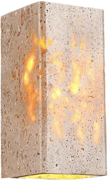 Modern Minimalist Travertine Stone Wall Sconce, Rectangular Up Down Light Fixture, IP65 Waterproof Outdoor Indoor Wall Lamp for Bathroom, Garden, Patio, Bedroom, Hallway, G9 Base