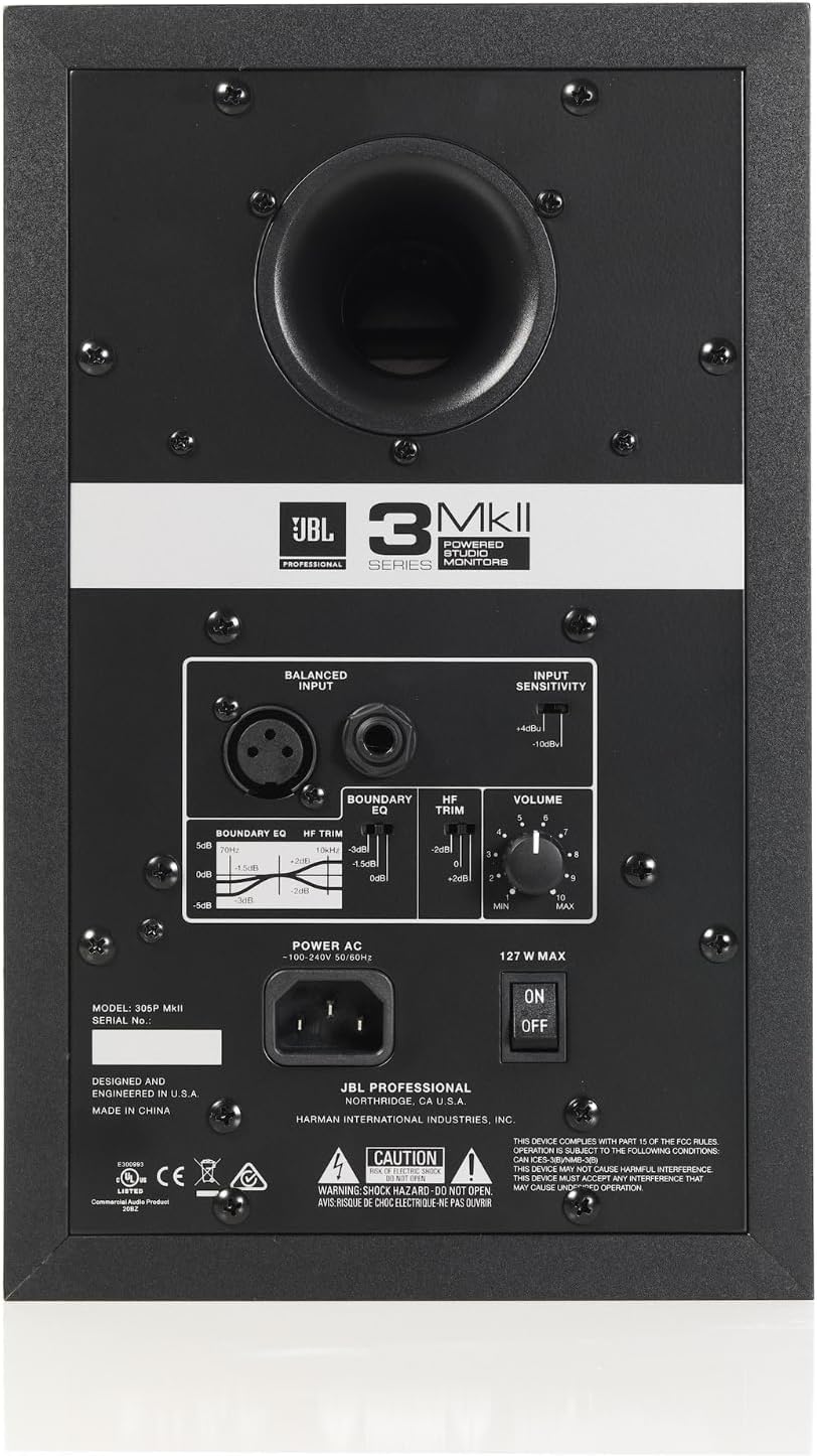 JBL Professional 305PMkII 5-Inch 2-Way Powered, Active Monitor Speaker for Near Field Music Production, Studio Monitor, Desktop Computer, Hi-Fi Audio. Sold Individually, Black