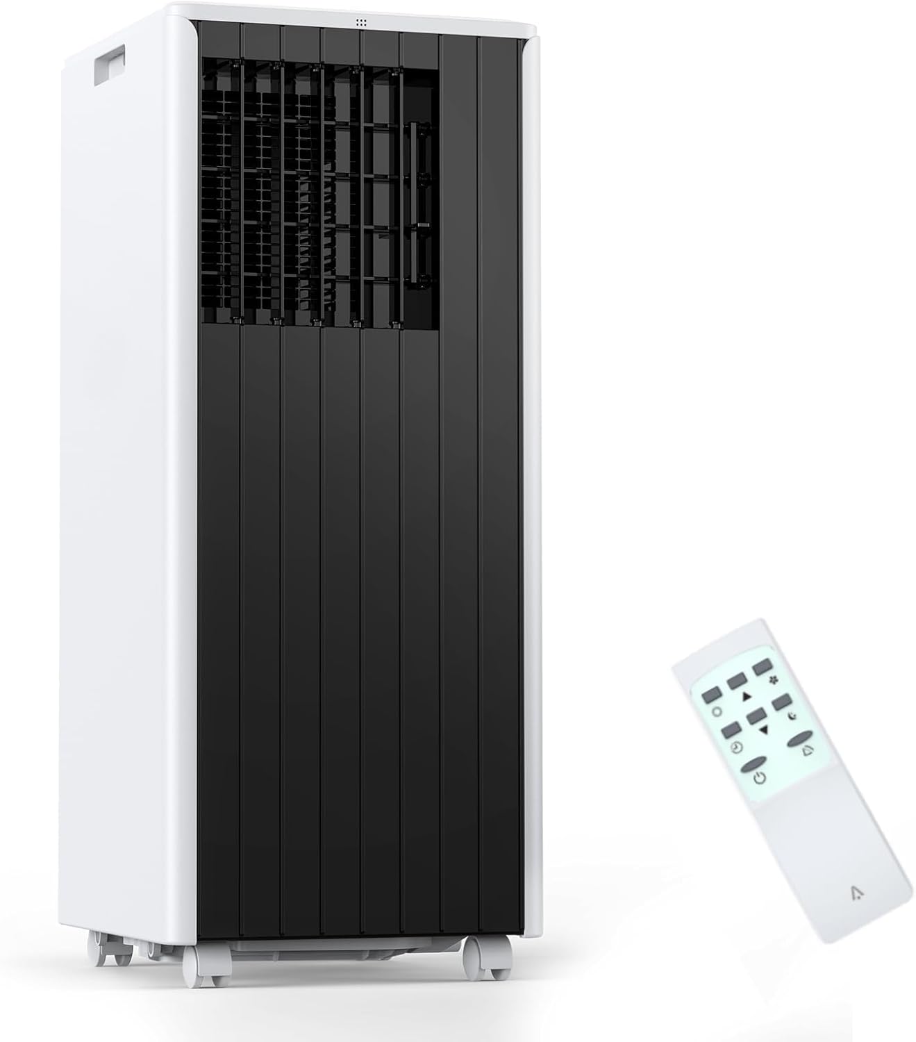 Portable AC Unit with 8000 BTU Cooling, Remote Control & 24-Hour Programmable Timer, Low-Noise Design for Rooms Up to 350 Sq.Ft, Ideal for Dorm or Office Use, Black and White Design