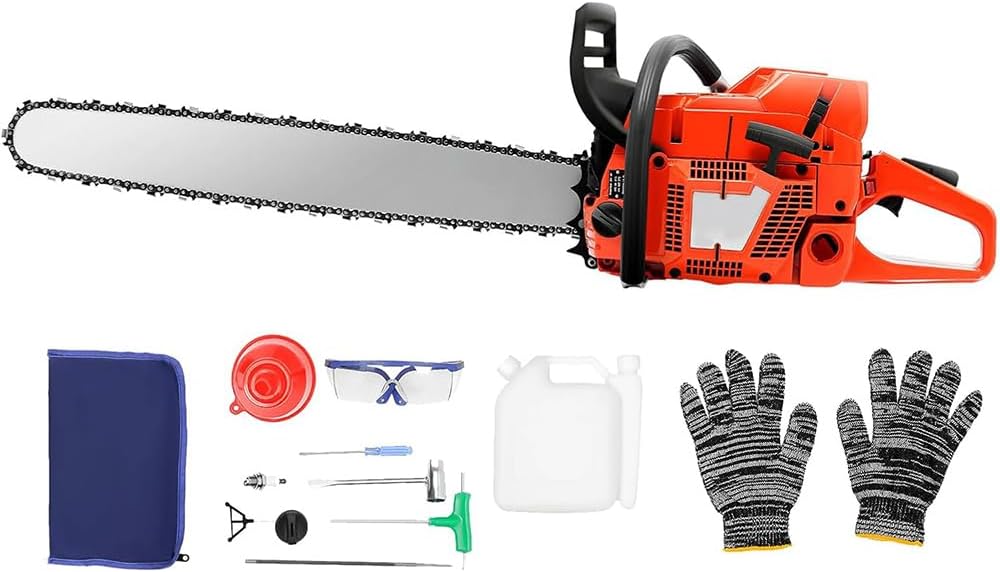28 Inch Gas Chainsaw, 3.9KW 71CC 2-Stroke Gasoline Powered Chainsaw Single Cylinder Air-Cooled Crankcase Handheld Cordless Petrol Chain Saw for Tree Cutting, Logging, Tree Trimming, Cutting Branches