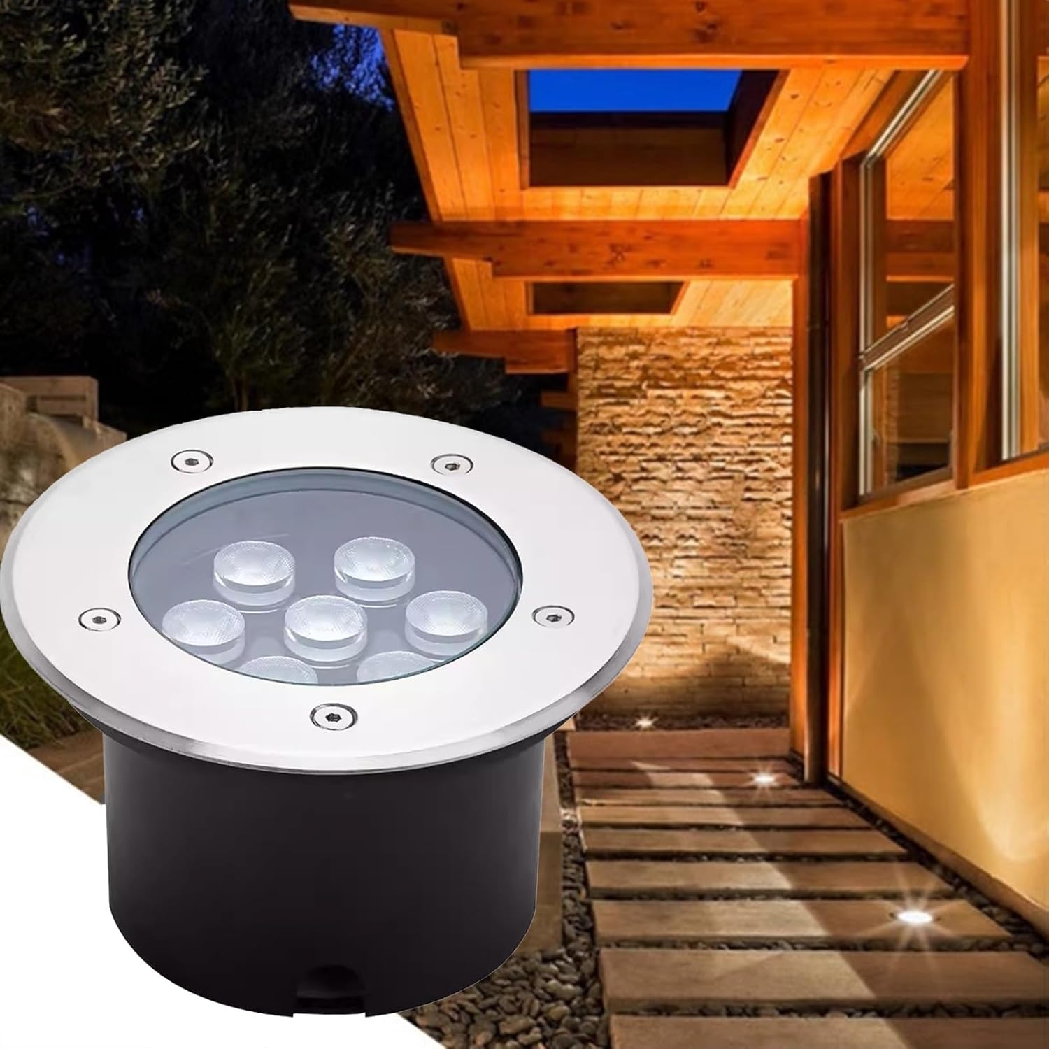 LED Underground Light Recessed Ground Light IP66 Waterproof Low Voltage AC12/24V Outdoor Buried Lights for Driveway Deck Step Garden Landscape Light