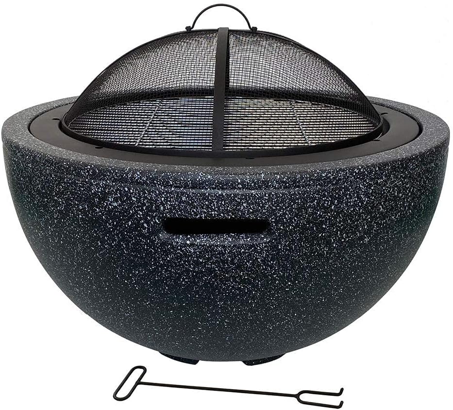Small Firepit, Fire Pit Garden, Fire Bowl for Garden and Patio Outdoor Garden Fire Pit with Mesh Cover Fire Pit with BBQ Grill Shelf