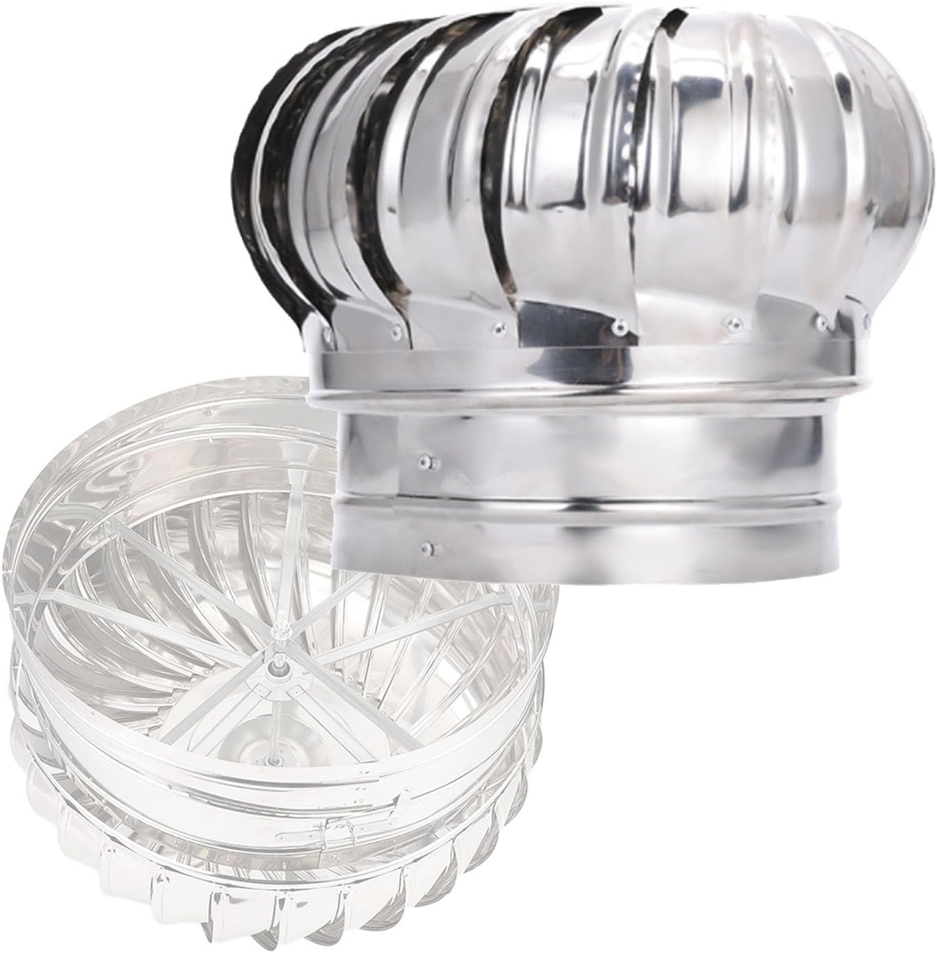 Chimney Rotating Ventilator Cap No Power Roof Wind Turbines 304 Stainless Steel Zero Consumption Rotating Attic Fan 3.9-19.7inch