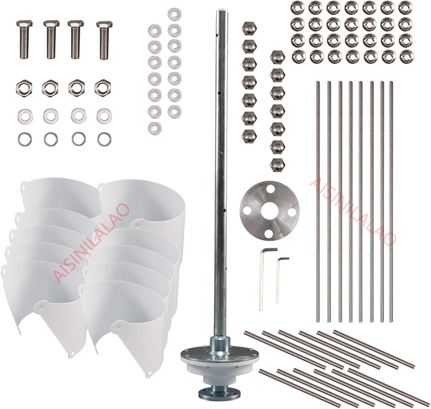 8000W 12V/24V Vertical Wind Turbine Generator, 10 Blades Helix Magnetic Levitation Wind Turbine Generator with Controller & Ring Flange -White