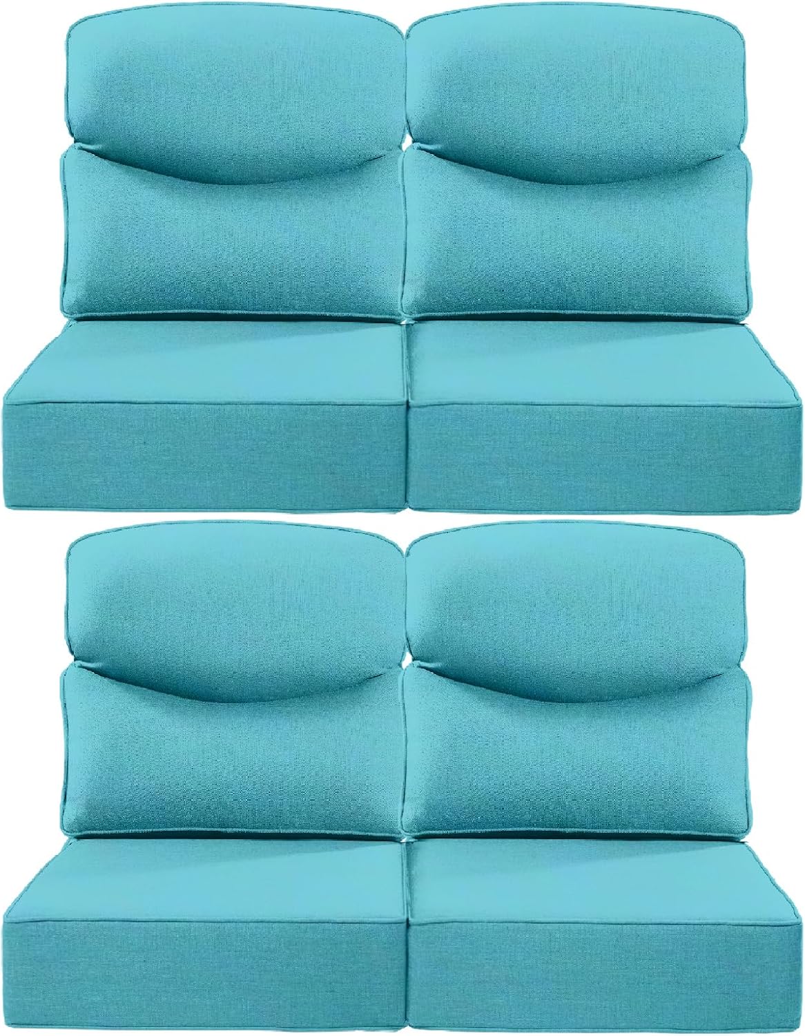 Luxury 24x24x6 Inch Smile Patio Dining Chair Cushions Set of 4 - Heavy Duty Water Repellent Outdoor Seat Cushion for Outside Furniture Swivel Chairs Loveseat L-Shape Sofa - Turquoise