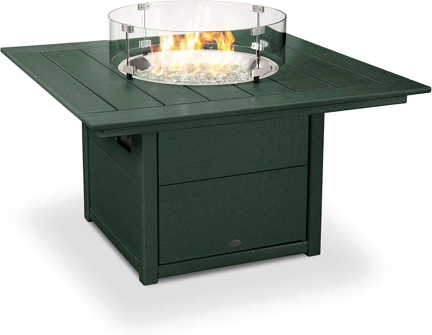 Polywood® 42 Inch Square Fire Pit Table, Green - Fire Pit Seating & Furniture, Firepit Decor