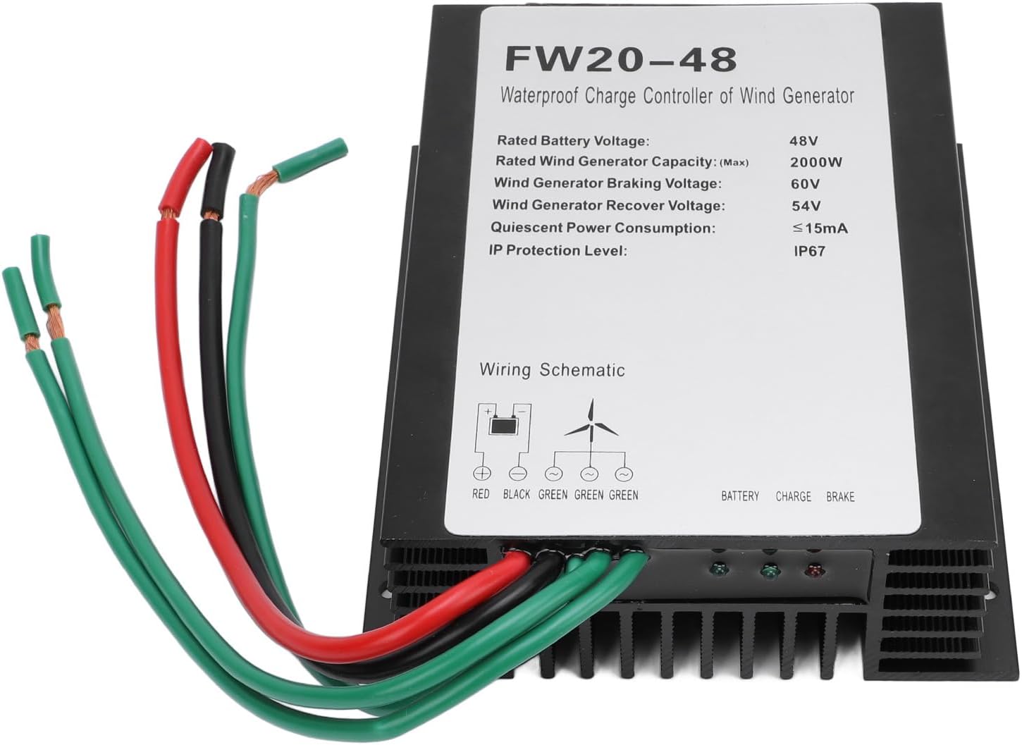 MPPT Wind Turbine Charge Controller, 48V IP67 Automatic Controller with Protecting Function for 2000W Wind Turbine Generator