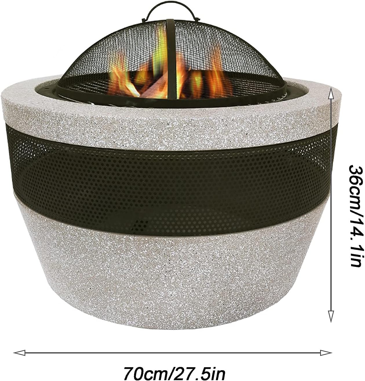 Fire Pit Wood-Burning fire Pit, Ultra-deep Metal Brazier, Barbecue Heating fire Pit, 27-inch Multi-Function Barbecue Fireplace