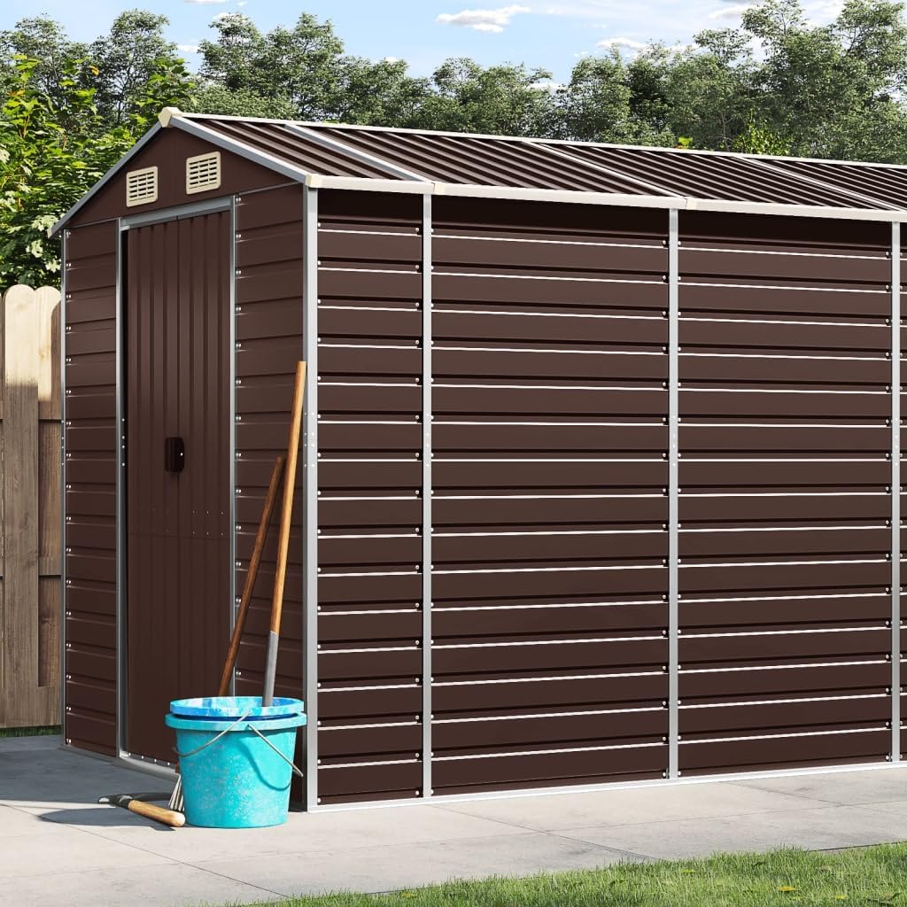 Gartenhaus aus verzinktem Stahl 470 x 191 x 198 cm Modernes geräumiges Outdoor Storage Shed für Werkzeug Fahrrad Gartengeräte für Garten Hof Garage Loggia