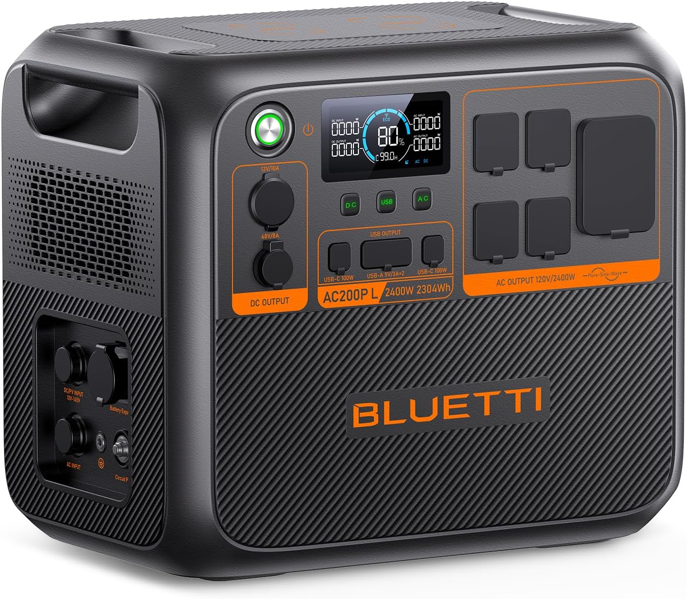 BLUETTI AC200PL Portable Power Station, 2304Wh Solar Generator, Expandable to 8448Wh w/ 4 2400W AC Outlets (3600W Power Lifting), 30A TT30 Output, LiFePO4 Battery Backup for RV, Camping, Home Use