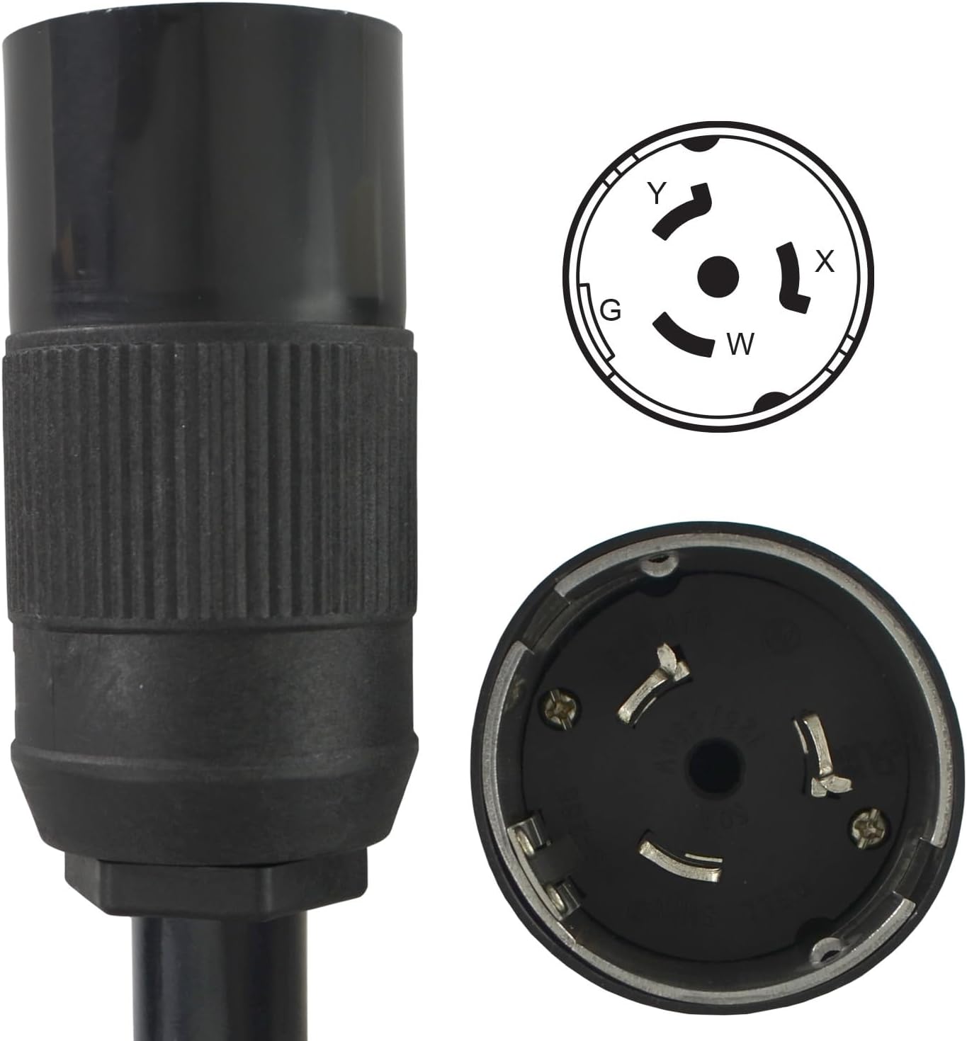 Conntek PSS21450 1.5-Feet 50-Amp 125/250-volt Shore Power SS2-50P/ Generator CS6365 Locking Plug to NEMA 14-50R Female Connector, Black