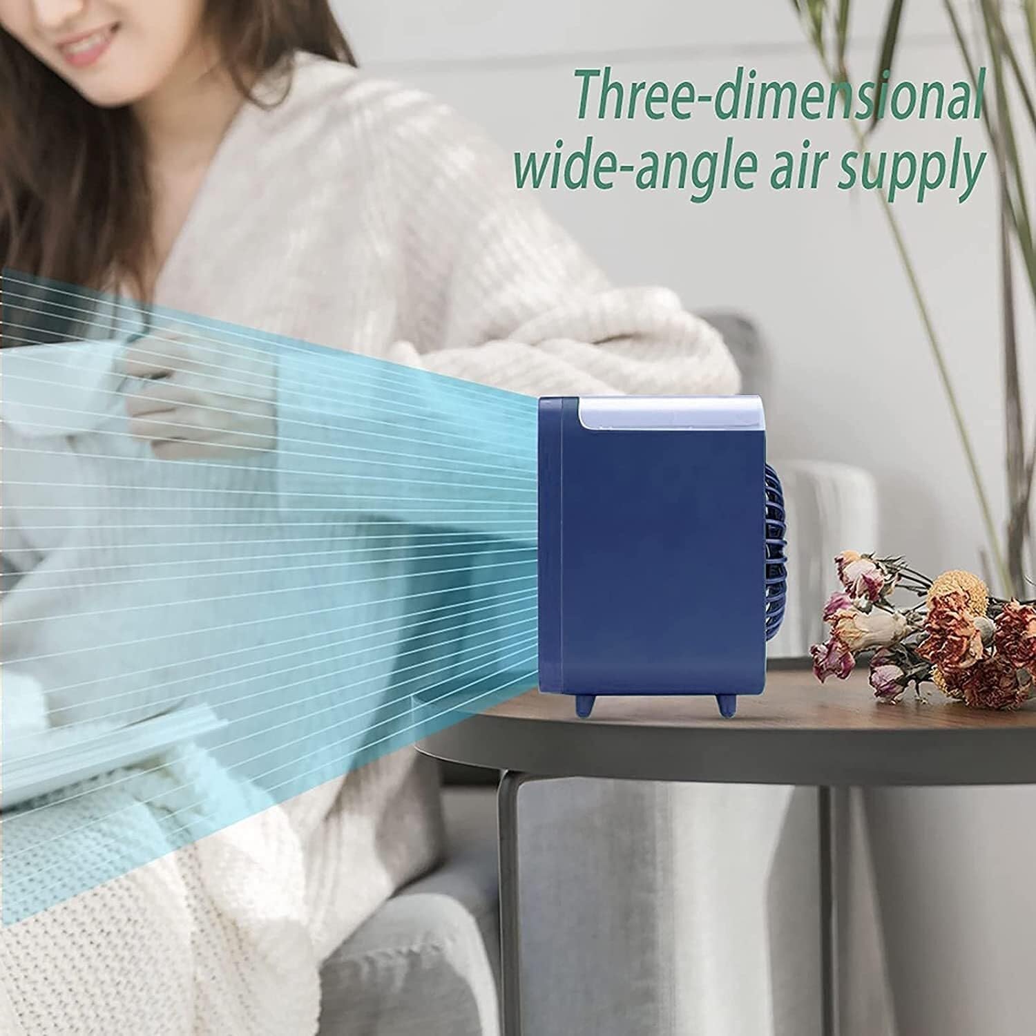 Portable Air Conditioner & Humidifier, Summer Evaporative Air Cooler, Nano Spray Purification, Quiet & Compact, Ideal for Home, Office & Car